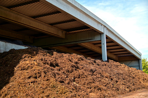 composted soil pile at the compost plant